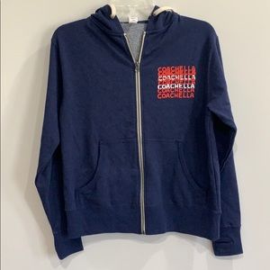 Coachella Navy and Red Print Zip Up Sweatshirt